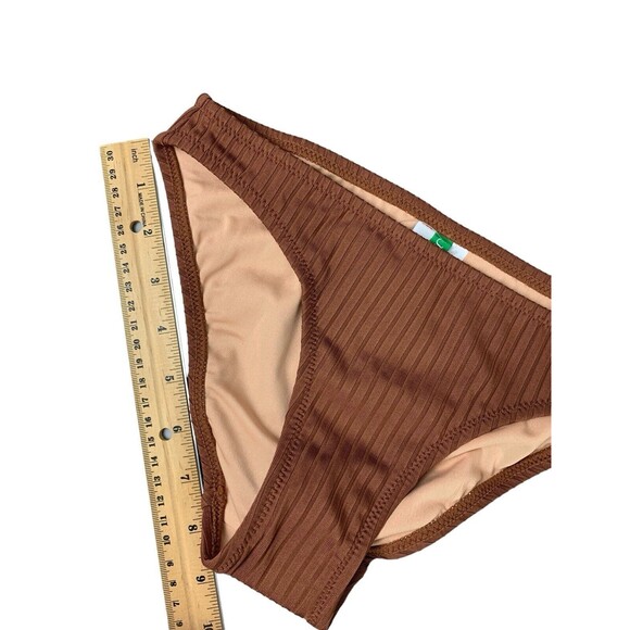 New! J.Crew Wide Rib Bikini Bottom Size XXS Hipster Full Coverage Brown BM453 - Picture 4 of 9